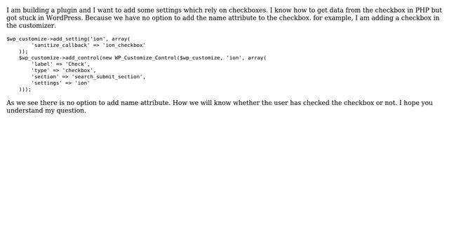 Wordpress: How to check whether checkbox is checked in WordPress customizer? смотреть онлайн