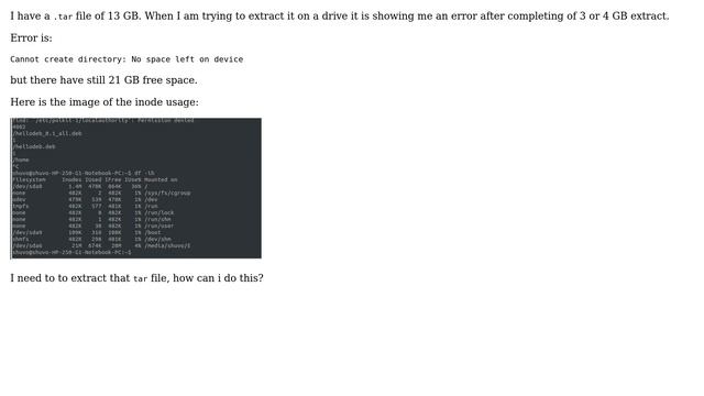 Ubuntu: Cannot create directory: No space left on device смотреть онлайн