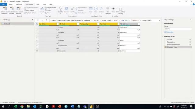 Remove all rows having all null values in Query Table in Power Query in Power BI смотреть онлайн