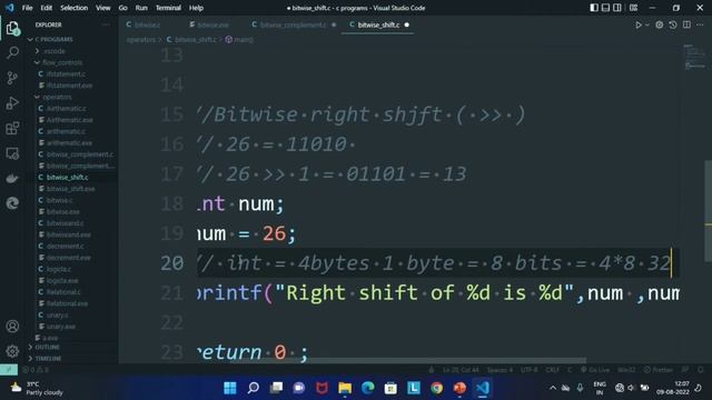 Bitwise Right shift operator in C programming || C programming tutorial for beginners смотреть онлайн