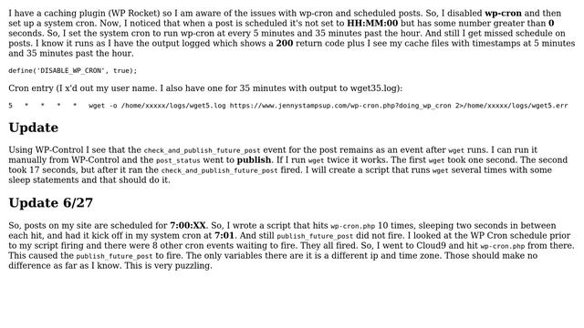 Wordpress: Disabled wp-cron, set up system cron but still have missed schedule posts смотреть онлайн