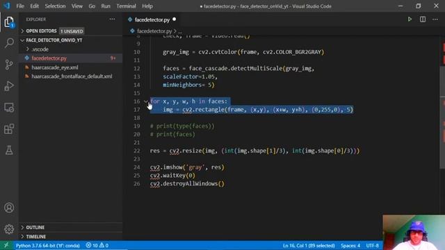 Detección de rostro en un vídeo con Python y OpenCV смотреть онлайн