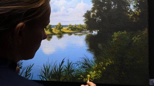 How to paint summer landscape. Acrylic painting | Акриловая живопись "Родные места" смотреть онлайн