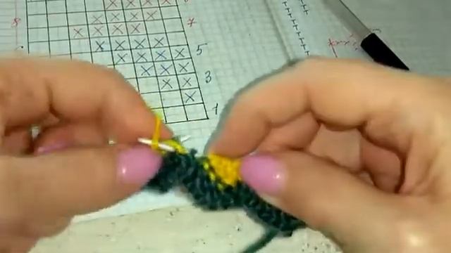 Жаккардовый узор "Зигзаг" спицами. смотреть онлайн