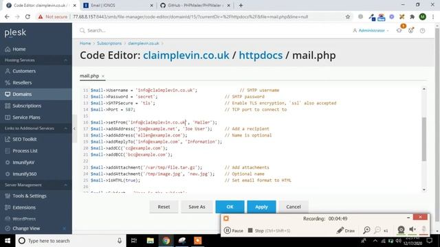 How to Send Email Using PHPMailer With IONOS SMTP (2021) Urdu | Hindi смотреть онлайн