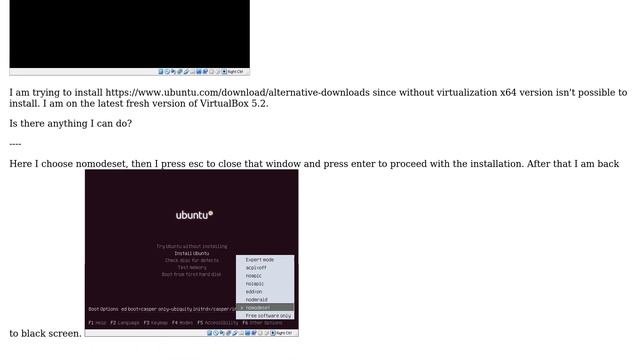 Ubuntu: Ubuntu On VirtualBox Leads To A Black Screen