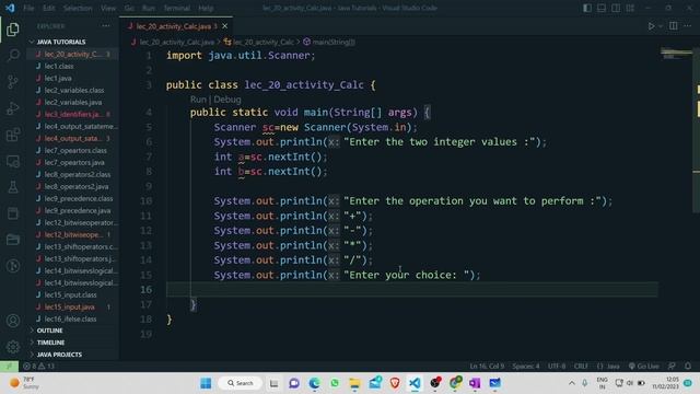 Make your Own Calculator in java | Activity 01 |Java full course in hindi | Java Tutorial 20 смотреть онлайн