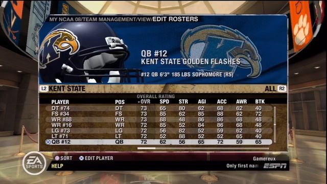 NCAA Football 08 Kent State Golden Flashes Overall Player Ratings смотреть онлайн