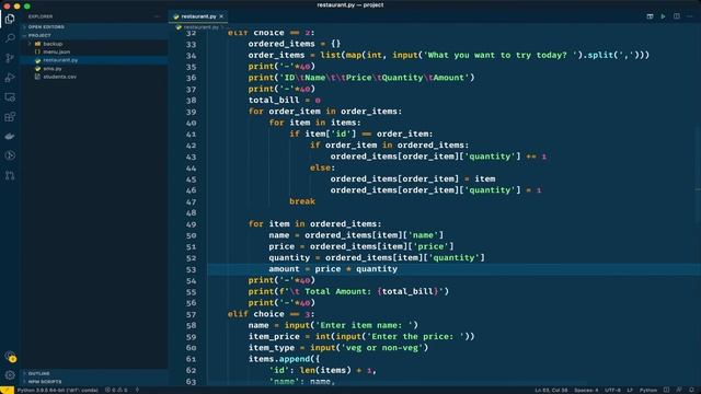 Python Projects - 1: Restaurant Management System - 5 | Updated Order items option смотреть онлайн