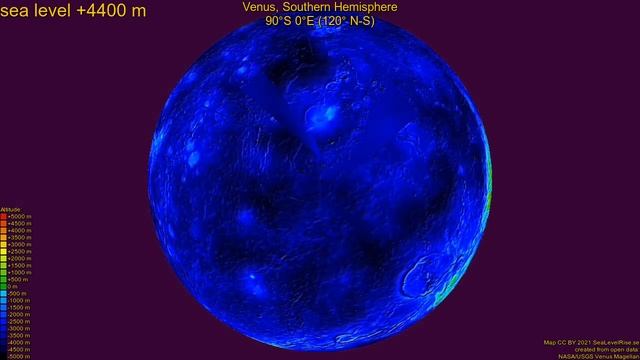 Venus, Southern Hemisphere, fictional sea level change 12000 - -3000 m, fast смотреть онлайн