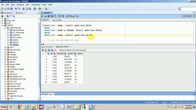 Oracle : Union & Union All смотреть онлайн