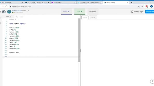 Repl it DrawL TurtlePython смотреть онлайн