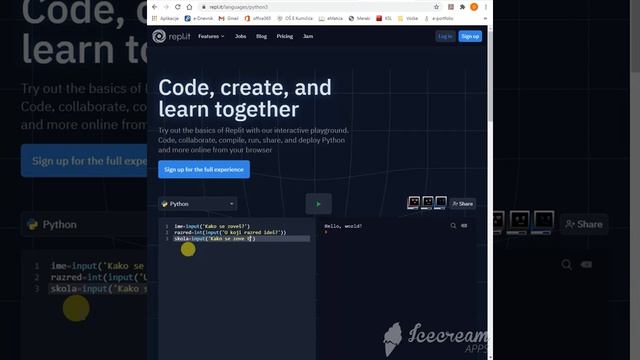 Python - online editor - prvi program смотреть онлайн