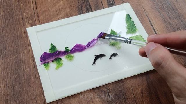 Glass Painting | Dolphin Couple Swimming Under Moonlight Painting | Drawing Tutorial смотреть онлайн