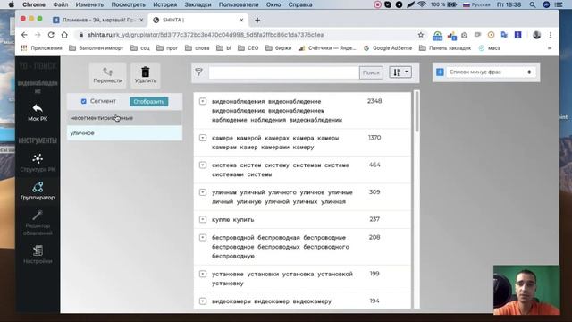 Удобная группировка и минусация ключевых слов онлайн в сервисе SHINTA
