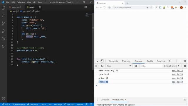 setters oraz getters w JavaScript смотреть онлайн