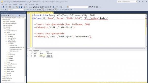 Insert into using sql