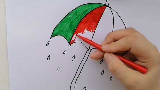 Рисуем зонтик для детей. Раскраска смотреть онлайн