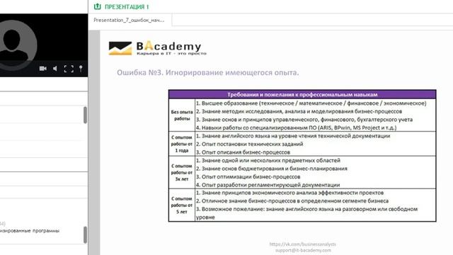 Вебинар: "7 ошибок, которые мешают вам стать Бизнес-Аналитиком" смотреть онлайн