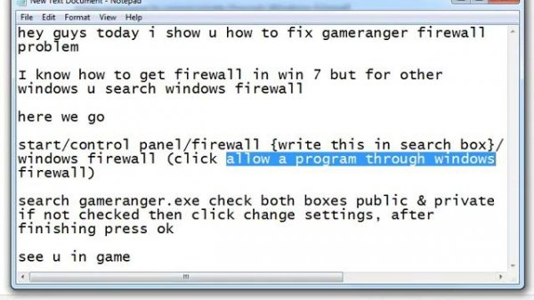 Gameranger firewall problem fix