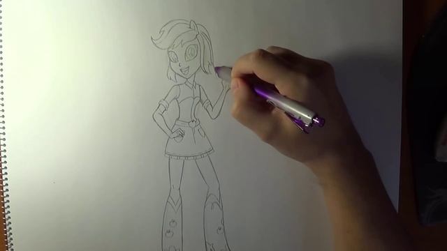 How To Draw My Little Pony Equestria Girls Applejack, как нарисовать пони