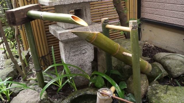 鹿威し（獅子脅し　ししおどし）を作りました。 案外いい音です。shishiodoshi /bamboo Fountain