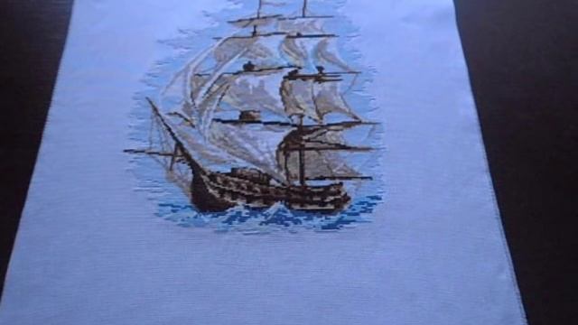 Вышивка крестом Кораблик от Риолис Готовая и оформленная работа и подаренная смотреть онлайн