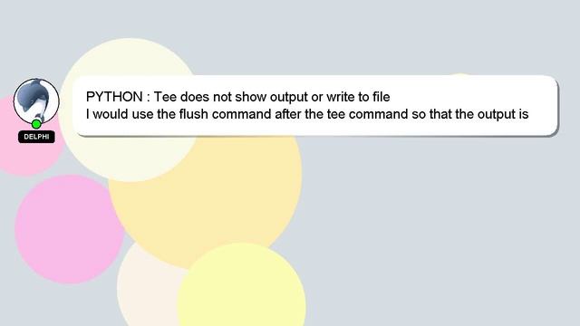 PYTHON : Tee does not show output or write to file смотреть онлайн