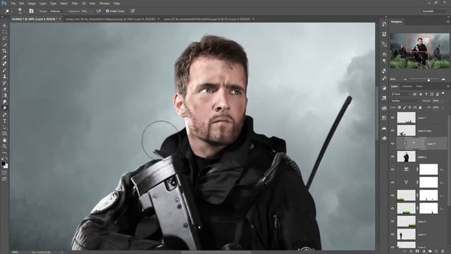 War Soldier Photo Manipulation And Rain Effect | Photoshop Tutorial
