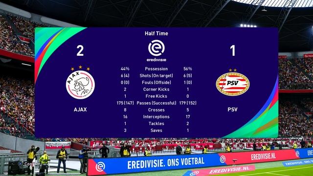 eFootball PES 2021 - Ajax vs. PSV Eindhoven [1080p 60 FPS] смотреть онлайн