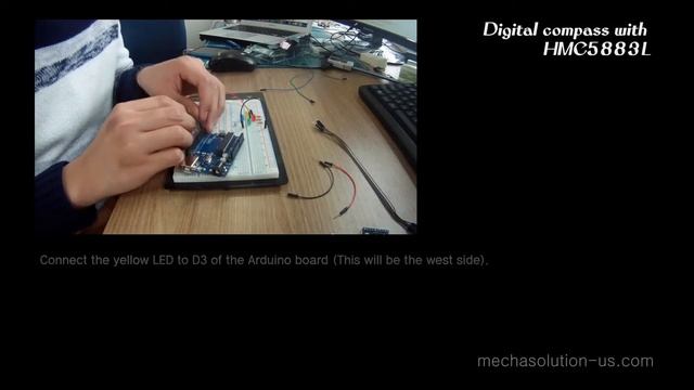 Digital compass with HMC5883L (Arduino Uno R3) смотреть онлайн