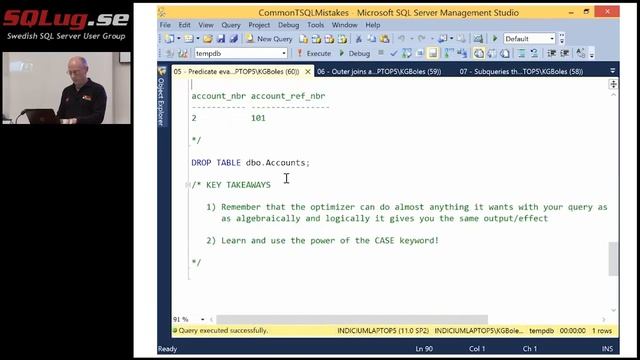 SQLug.se - Kevin Boles - Common TSQL Mistakes, session 1 смотреть онлайн