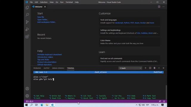 VSCode Editor - How to Create your Own Bash Aliases Windows 10 смотреть онлайн