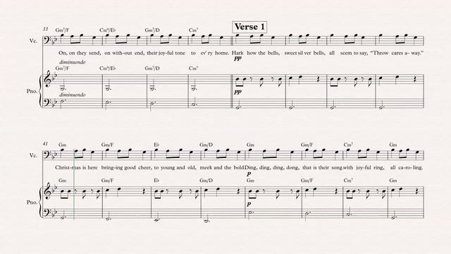 Cello - Carol Of The Bells - Christmas Carol - Sheet Music, Chords, & Vocals