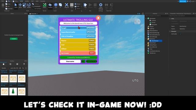 HOW TO ADD ULTIMATE TROLLING GUI IN YOUR GAMES! (ROBLOX STUDIO) смотреть онлайн