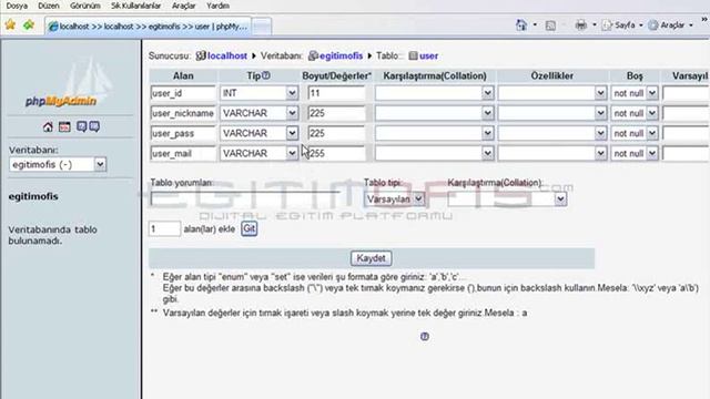 Php Dersleri Ders 53 - Veri Tabanında Tablo Oluşturma ve Tabloya Baglatı 1 смотреть онлайн