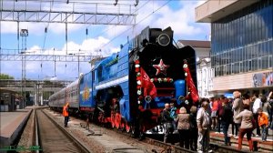 Паровоз П36-218 с экскурсионным ретро-поездом и поездка вокруг города