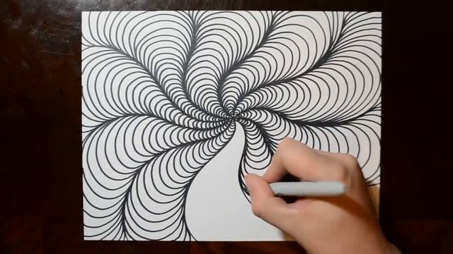 How to Draw Curved Line Illusions - Spiral Sketch Pattern 10 смотреть онлайн