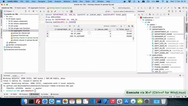#07.c - Filter data HAVING untuk Aggregate Function dengan Group By | BELAJAR RDBMS ORACLE 18C смотреть онлайн