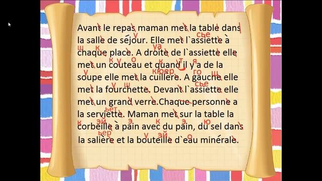 Французский язык. Урок 169 текст Накрываем на стол