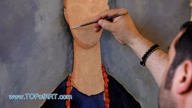 Modigliani - Woman with a Red Necklace | Art Reproduction Oil Painting смотреть онлайн