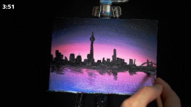 Painting a City at Night with Acrylics in 10 Minutes! смотреть онлайн