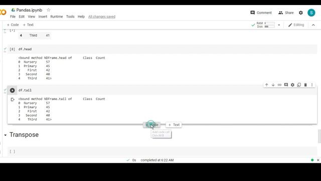 Pandas 3: Transpose, colon operator, head and tail using pandas dataframe смотреть онлайн