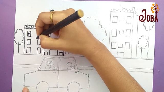 How to draw City Scenery Easy drawing Step by Step смотреть онлайн
