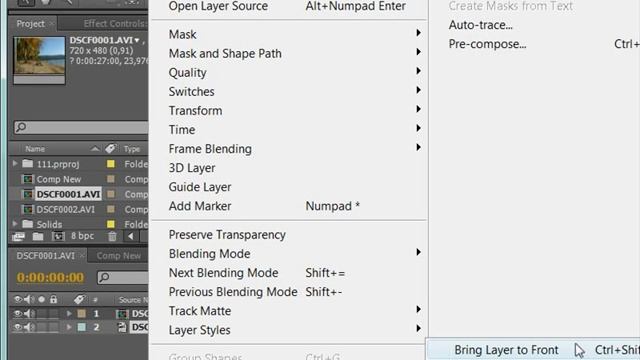 Изменение порядка размещения слоев в Adobe After Effects CS4 смотреть онлайн