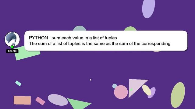 PYTHON : sum each value in a list of tuples смотреть онлайн