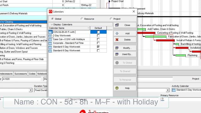 Primavera Project Planner P6 : Lesson 31 - How to Create a Global Calendars смотреть онлайн