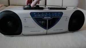 Кассетная магнитола Philips aw7150/14s внешний вид, включение, работа кассетников, радио