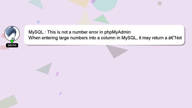 MySQL : This is not a number error in phpMyAdmin смотреть онлайн