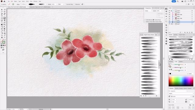 How I Paint Watercolor Flowers with Vector Brushes Speed Art Painting in Adobe Illustrator смотреть онлайн